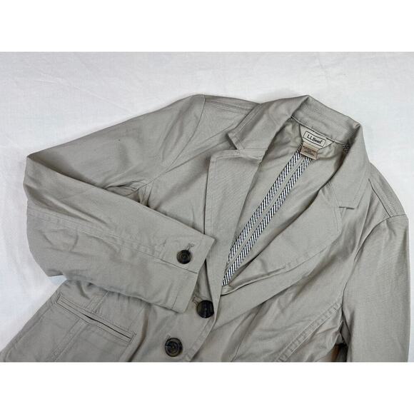 LL Bean Blazer Womens Size 4 Tan Khaki Button Jacket Workwear Dresswear Career - Picture 9 of 10